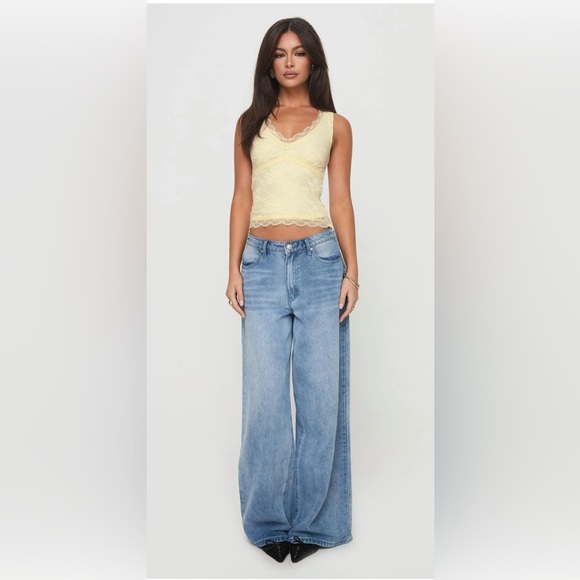 NWT Princess Polly Far Away Top Yellow Lace Y2K inspired Romantic Boho chic,6 - Picture 8 of 12